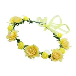 Blumenkranz Stirnband Verstellbares Band Rosenblumen Haarband Haarschmuck Stirnband Für Braut Strand Hochzeit Braut Stirnband von BAYORE