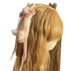 Frauen Kind Stirnband Zylinder Schöne Cosplay Neujahr Party Requisiten Handgemachte Haar Hoop Mit Perlen Quasten Kaninchen Haar Clip von BAYORE