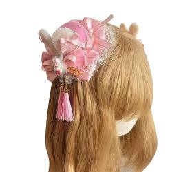 Frauen Kind Stirnband Zylinder Schöne Cosplay Neujahr Party Requisiten Handgemachte Haar Hoop Mit Perlen Quasten Kaninchen Haar Clip von BAYORE