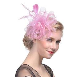 1 x Fascinator für Frauen, Haarspange, Blumen-Feder-Haarhut, Tee-Party-Kopfbedeckung für Mädchen und Frauen von BBASILIYSD