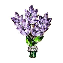 Brosche mit Lavendelblüte, Kristall, Strass, Glas, Tulpe, Blumenstrauß, Revers, modisches Party-Zubehör, Anstecknadel, elegant, Hochzeit, Mutter, Avendel, Damen, unter Frauen, 10 Broschen, 10 von BBASILIYSD