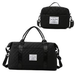 Reisetasche, Sporttasche, Turnbeutel mit Kulturbeutel, Handgepäck, Übernachtungstasche, Reisetasche, Schultertasche, Weekender, Schwarz, 2 Stück, 2pcs von BBASILIYSD