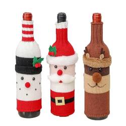 BBAUER 3 Stück Weihnachts-Weinflaschenbeutel, Festival-Tischdekoration für Whiskey, Champagner, Weihnachtsfeier, Dinnerparty, Geschenke,3PCS von BBAUER