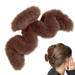 Fuzzy Claw Clip - Plüsch-Haarspange in Wellenform | Große Klammerklammer, Haarschmuck für dickes langes Haar, große Haarspange für Frauen und Mädchen für den täglichen Gebrauch Bbauer von BBAUER