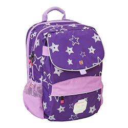 BBM Bags Schulranzen Hansen, Ranzen nur 1,2 Kg, Schultasche mit BBM Stars Motiv, Büchertasche ca. 38 x 28 x 27 cm, 24 Liter, Schulrucksack mit Notebook Fach, höhenverstellbar, Lila/Weiß von BBM