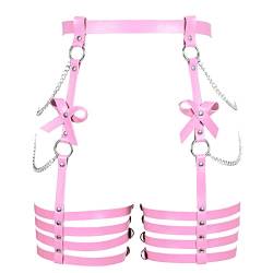 BBOHSS Damen Body Harness Bein Strumpfgürtel Leder Taille Harness Body Cage Dessous Punk Halloween Strumpfband Tanzkleidung (Rosa) von BBOHSS