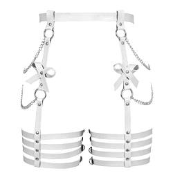 BBOHSS Damen Body Harness Bein Strumpfgürtel Leder Taille Harness Body Cage Dessous Punk Halloween Strumpfband Tanzkleidung (Weiß) von BBOHSS