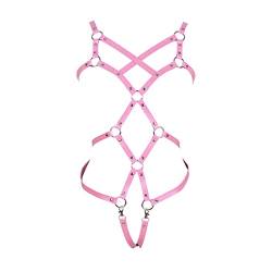 BBOHSS Damen Body Harness Leder BH Strumpfband Anzug Gürtel Gothic Punk Gürtel Strumpfband Kostüm Tanz Mode Accessoires (Rosa) von BBOHSS