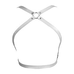 BBOHSS Damen Body Harness Leder Punk BH Verstellbarer Mode BH Gothic Halloween Karneval Tanzkostüm (Weiß) von BBOHSS