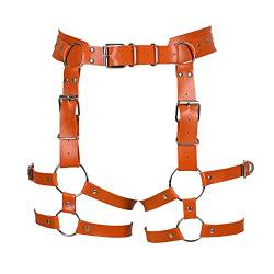 BBOHSS Damen Body Harness Mode Leder Strumpfgürtel Karneval Gothic Halloween Punk Dance Festival Strumpfband Kleidung (Orange) von BBOHSS