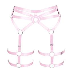 BBOHSS Damen Body Harness Mode Strumpfband Hohlstrümpfe Mode Strumpfband Punk Gothic Halloween Karneval Tanz Zubehör (Rosa) von BBOHSS