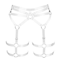 BBOHSS Damen Body Harness Mode Strumpfband Hohlstrümpfe Mode Strumpfband Punk Gothic Halloween Karneval Tanz Zubehör (Weiß) von BBOHSS