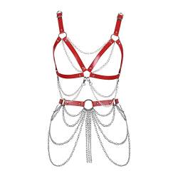 BBOHSS Damen Body Harness Punk Leder BH Anzug Strumpfband Karneval Party Weihnachten Halloween Mode Tanz Kostüm von BBOHSS