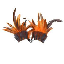 BBOHSS Damen Federn Mode fähige Handgelenk Dekorative Punk Halloween Gothic Karneval Party Dress Up Armbänder Handgelenk (Orange) von BBOHSS