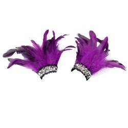 BBOHSS Damen Federn Mode fähige HandgelenkCuffles Dekorative Punk Halloween Gothic Karneval Party Dress Up Armbänder Handgelenk (Lila) von BBOHSS
