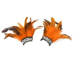 BBOHSS Damen Federn Mode fähige HandgelenkCuffles Dekorative Punk Halloween Gothic Karneval Party Dress Up Armbänder Handgelenk (Orange) von BBOHSS