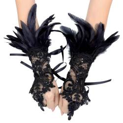 BBOHSS Damen Federn Spitze able Handgelenk Dekorative Punk Halloween Gothic Karneval Mode Dress Up Armbänder Handgelenk Zubehör von BBOHSS