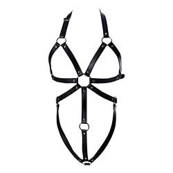 BBOHSS Damen Leder Body Harness BH Käfig Crop Tops Größe anpassen Punk Goth Dance Rave Kostüm Zubehör von BBOHSS