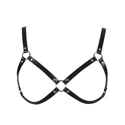 BBOHSS Damen Leder Body Harness Mode BH Karneval Punk Gothic Day Dance Verstellbarer Halloween BH Kostüm (Schwarz) von BBOHSS