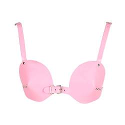 BBOHSS Damen Leder Body Harness Punk BH Karneval Gothic Fotografie Tanz Verstellbarer BH Kostüm Zubehör (Rosa) von BBOHSS