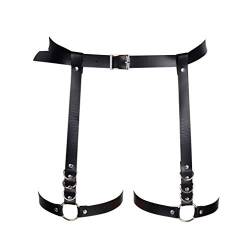 BBOHSS Damen Leder Body Harness Strumpfband Punk Gürtel Bein Harness verstellbar Oberschenkel Gürtel Gothic Karneval Tanz Kostüm Gr. Einheitsgröße, Schwarz von BBOHSS