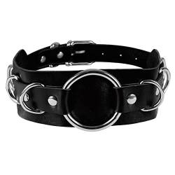 BBOHSS Damen PU Leder Punk Halsband Halskette Mode Halskette Halsband Gothic Karneval Halloween Weihnachten Accessoire (Schwarz) von BBOHSS