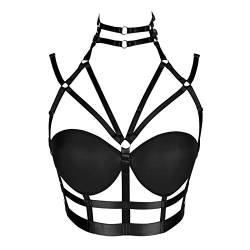 BBOHSS Damengeschirr Body Bra Punk Elastic Verstellbarer BH Gothic Carnival Halloween Dance Kostüm Zubehör (Schwarz) von BBOHSS