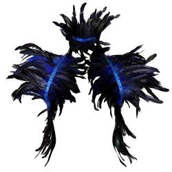 BBOHSS Frauen Federgeschirr Schal Punk viktorianischen echten natürlichen Feder Achselzucken Schal Karneval Gothic Tanz Kostüm Zubehör (Royal Blue) von BBOHSS