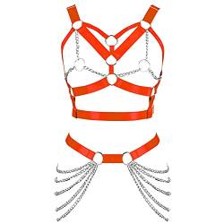 Damen Body Harness BH Punk Strumpfband Elastisch Verstellbarer BH Tanz Karneval Gothic Kostümzubehör von BBOHSS