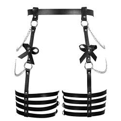 Damen Body Harness Bein Strumpfgürtel Leder Taille Harness Body Cage Dessous Punk Halloween Strumpfband Tanzkleidung (Schwarz) von BBOHSS