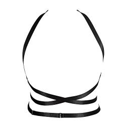 Damen Body Harness Plus Size BH Punk Gothic Top Hohler Gürtel Halloween Karneval Mode Tanzkostüm 14 Farben (Schwarz) von BBOHSS