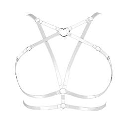 Damen Body Harness Plus Size Pentagramm Mode BH Punk Gothic Top Hohler Gürtel Weihnachten Karneval Halloween Tanzkostüm (Weiß) von BBOHSS