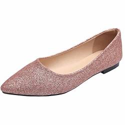 BBOOY Damen Ballerinas Dolly Schuhe, Dolly Schuhe Flache Zehenschuhe, runde Zehe Slip On Flats Ballettschuhe ganztägig Loafers Schuhe,Rosa,38 von BBOOY