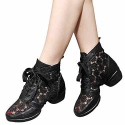 BBOOY Damen Jazz Schuhe mit geteilter Sohle aus Mesh, modische atmungsaktive Luftkissen Ballroom Dance Sneakers, stoßdämpfende Modern Dance Übungsschuhe,Schwarz,37 von BBOOY