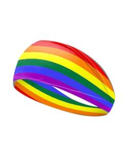 Regenbogen breites Stirnband Turban Regenbogen Kopf Warp Regenbogen Kopftuch Regenbogen Bandana BW15 (D0-Streifen) von BBTDIN