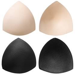 2 Paar Abnehmbare BH Einlagen Bra Pads Unterwäsche Einsätze Pads Damen (Schwarz, Beige, 5,12 x 5,31 Zoll) von BBTO