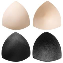 2 Paar Abnehmbare BH Einlagen Bra Pads Unterwäsche Einsätze Pads Damen (Schwarz, Beige, 5,91 x 5,71 Zoll) von BBTO