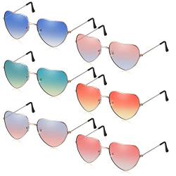 6 Stück Hippie Brille Retro Herz Sonnenbrille 60er 70er Party Brille, 6 Farben von BBTO