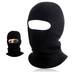 BBTO 1 Loch Sturmhaube Gestrickte Gesichtsmaske Schwarze Skimaske Winddichte Gestrickte Vollgesichtsabdeckung für Männer Frauen von BBTO