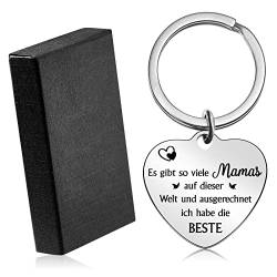 BBTO Weihnachten Mama Schlüsselanhänger Herz mit Gravur Beste Geschenkbox Geschenk für Mutter zum Geburtstag Muttertag Erntedankfest, Silber, ca. 3 cm/ 1,18 Zoll von BBTO