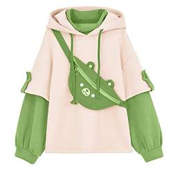 BBVP Kawaii Hoodie Damen Kapuzenpullover Sweatshirt Teenage Pullower Harajuku Ästhetische Bär Anime Hoodies Pulli Frauen Koreanisch süßer Streetwear Kpop Herbst Winter Kleidung Tops S-5XL, Grün von BBVP