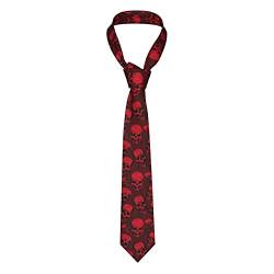 Rote Totenköpfe bedruckte Herren-Krawatten, klassische Herren-Krawatte mit Anti-Floating Schnalle Design, Schwarz , One size von BBYCKS