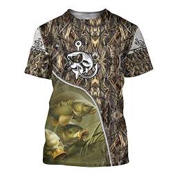 3D Angel-Hemden T-Shirts für Herren Klassische Sommer Fisch-Reaper Fun Karpfenjäger Print Camo Kurzarm,Carp Hunter,3XL von BBYOUTH