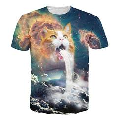 3D Katzen T-Shirt Cartoon Hippies Lustige Neuheit Tier Unisex Sommer Coole Tops (USA Größe),Waterfall,XXL von BBYOUTH