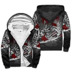 BBYOUTH Japanischer Samurai Drache Tattoo Zip Hoodie, 3D-Druck Herbst Winter Trainingsanzug Warme Fleece Jacke (US-Größe),Samurai Sword,L von BBYOUTH