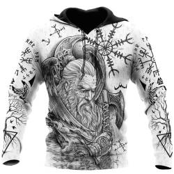 BBYOUTH Odin Raven und Wolf Wikinger Kleidung Herren Cosplay Kapuzen Mantel 3D Gedruckt Shirt - Nordische Mythos Thema Kostüm,Hoodie,5XL von BBYOUTH