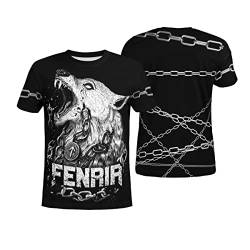 BBYOUTH Wikinger T-Shirt, 3D Bedruckter Nordischer Mythos Odin Tattoo Cosplay Sommer Ultradünne Kurzarm (11 USA Größe),Fenrir,5XL von BBYOUTH