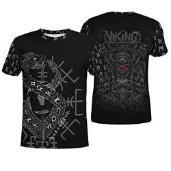 BBYOUTH Wikinger T-Shirt, 3D Bedruckter Nordischer Mythos Odin Tattoo Cosplay Sommer Ultradünne Kurzarm (11 USA Größe),Viking Berserker,XL von BBYOUTH