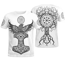 BBYOUTH Wikinger T-Shirt, 3D Bedruckter Nordischer Mythos Odin Tattoo Cosplay Sommer Ultradünne Kurzarm (11 USA Größe),Yggdrasil,XL von BBYOUTH