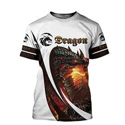 Männer Dragon Shirt Ritter Rüstung 3D Bedruckt Hipster Sommer Casual Kurzarm Tops TX0161,Dragon,XL von BBYOUTH
